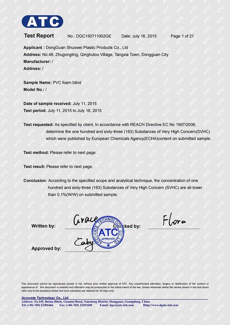 ATC report for pvc extrusion profiles 2