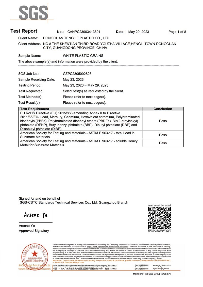 sgs report for pvc extrusion profiles 6