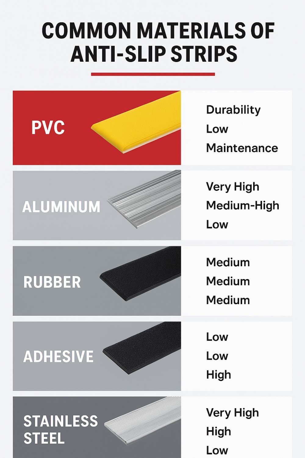 anti-slip strip materials
