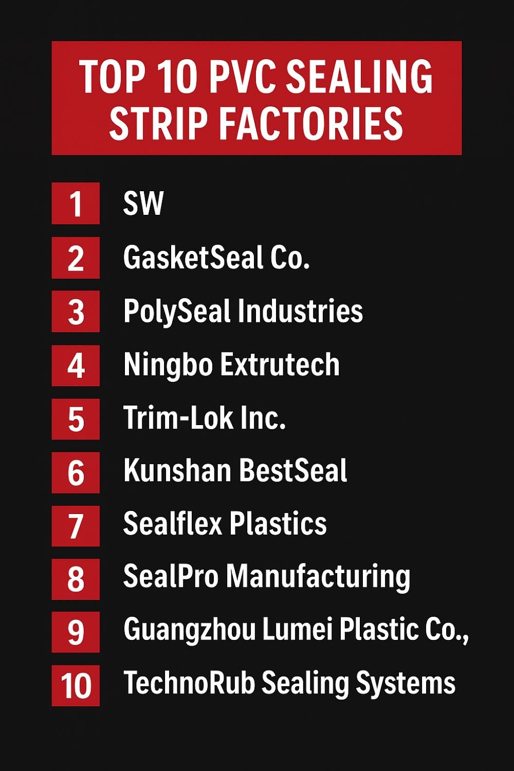 top 10 PVC sealing strip factory