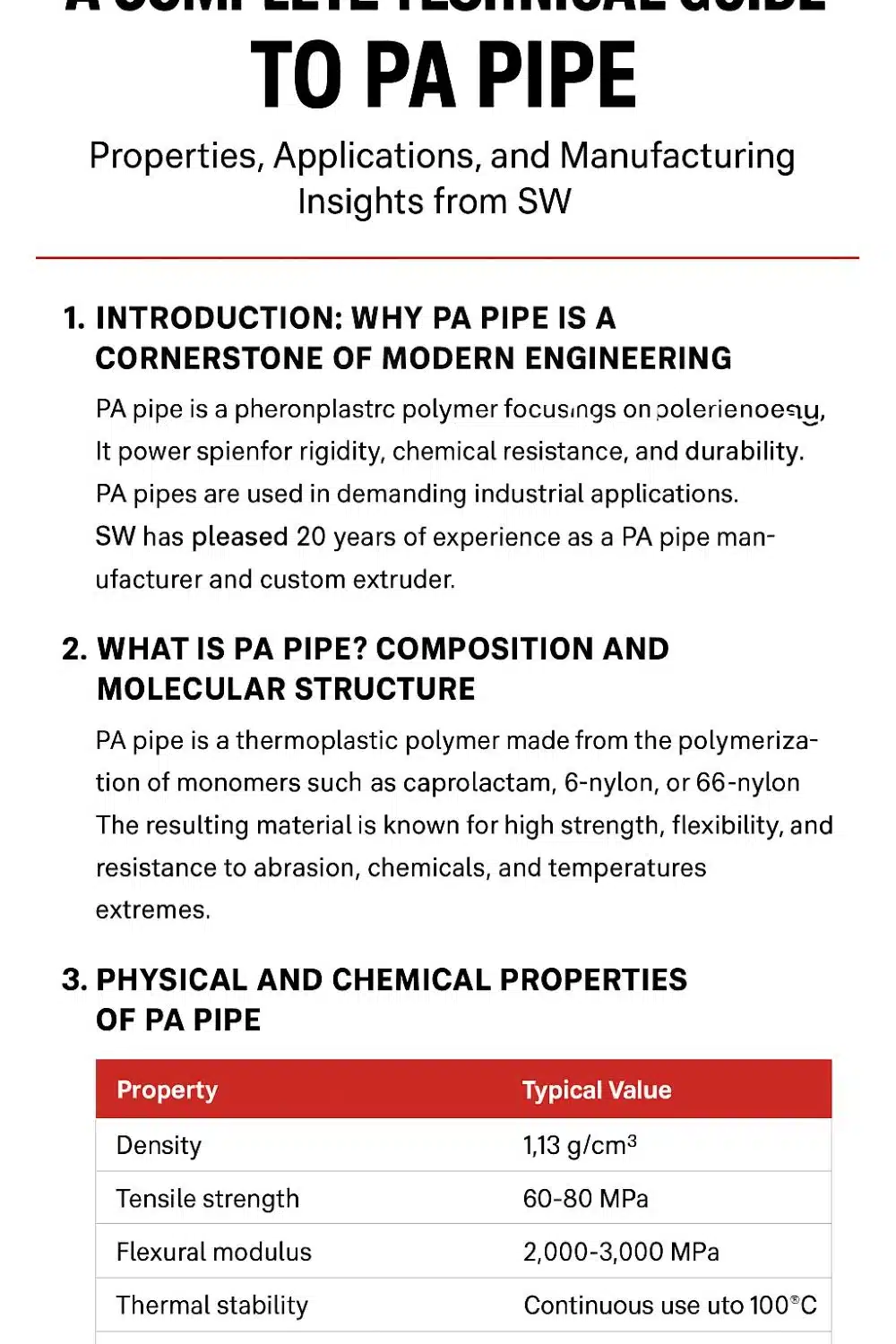 PA pipe manufacturing