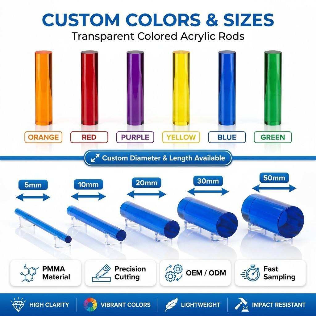 Coloful High-Transparency Acrylic Rod Factory Custom PMMA Rod