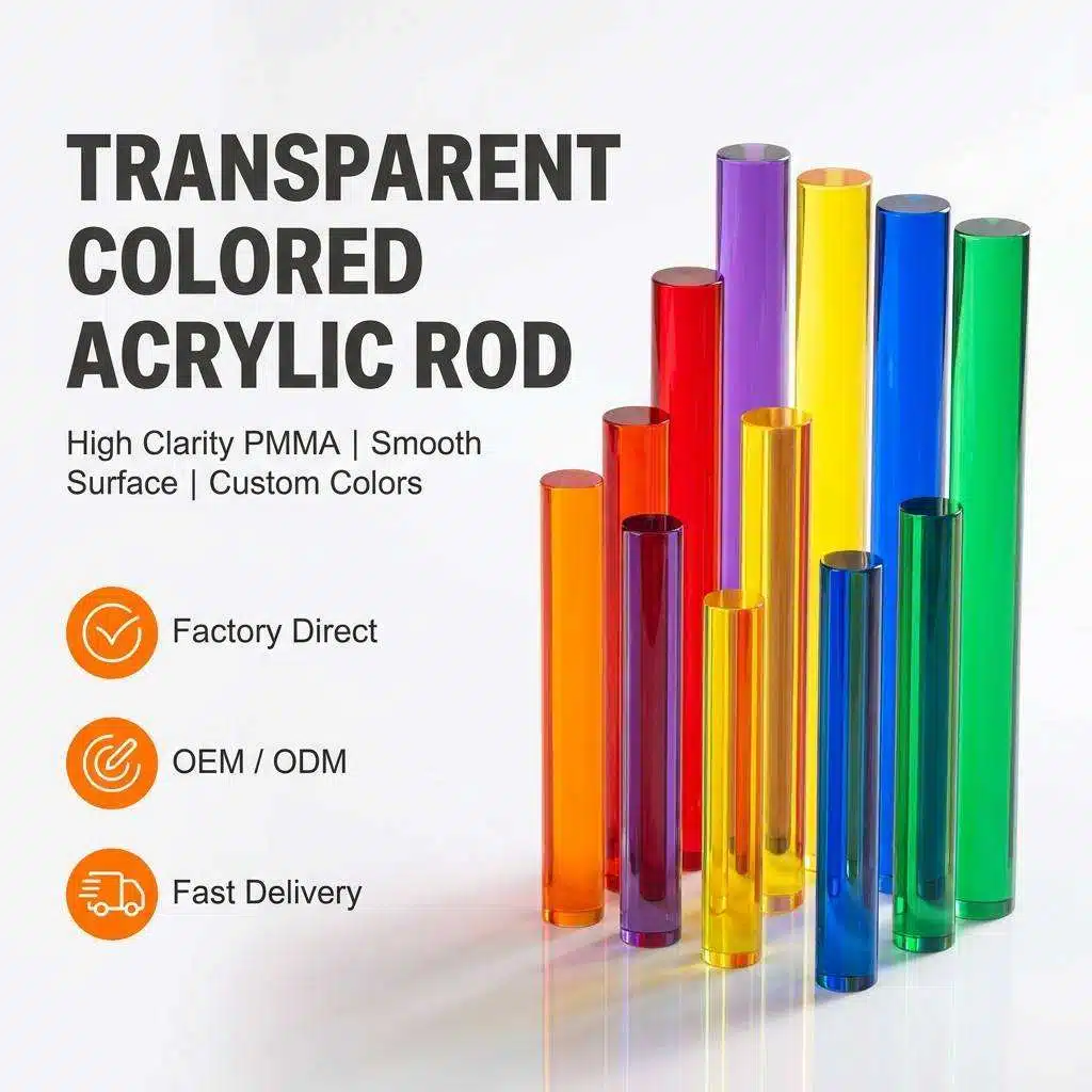Colored Acrylic Rod with Over 93% Light Transmittance PMMA Rod