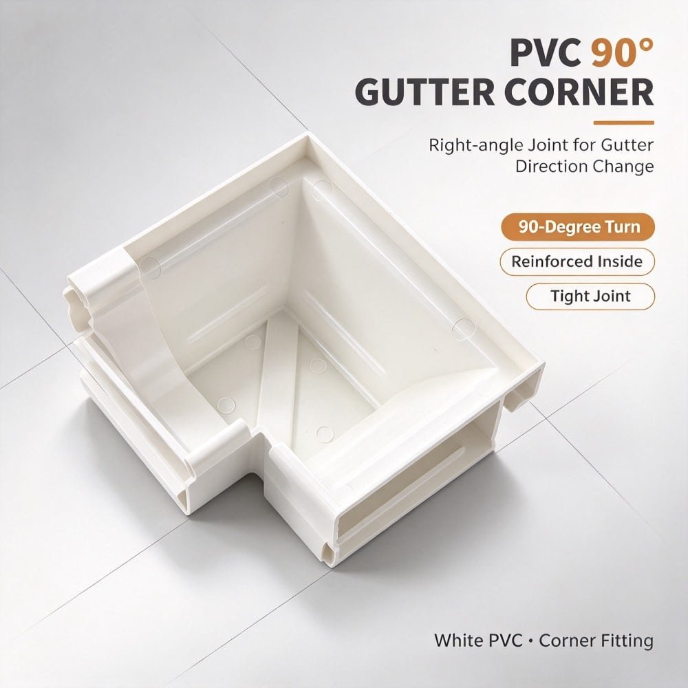 PVC Rain Gutter Systems Parts 90° PVC Gutter Corner Extrusion