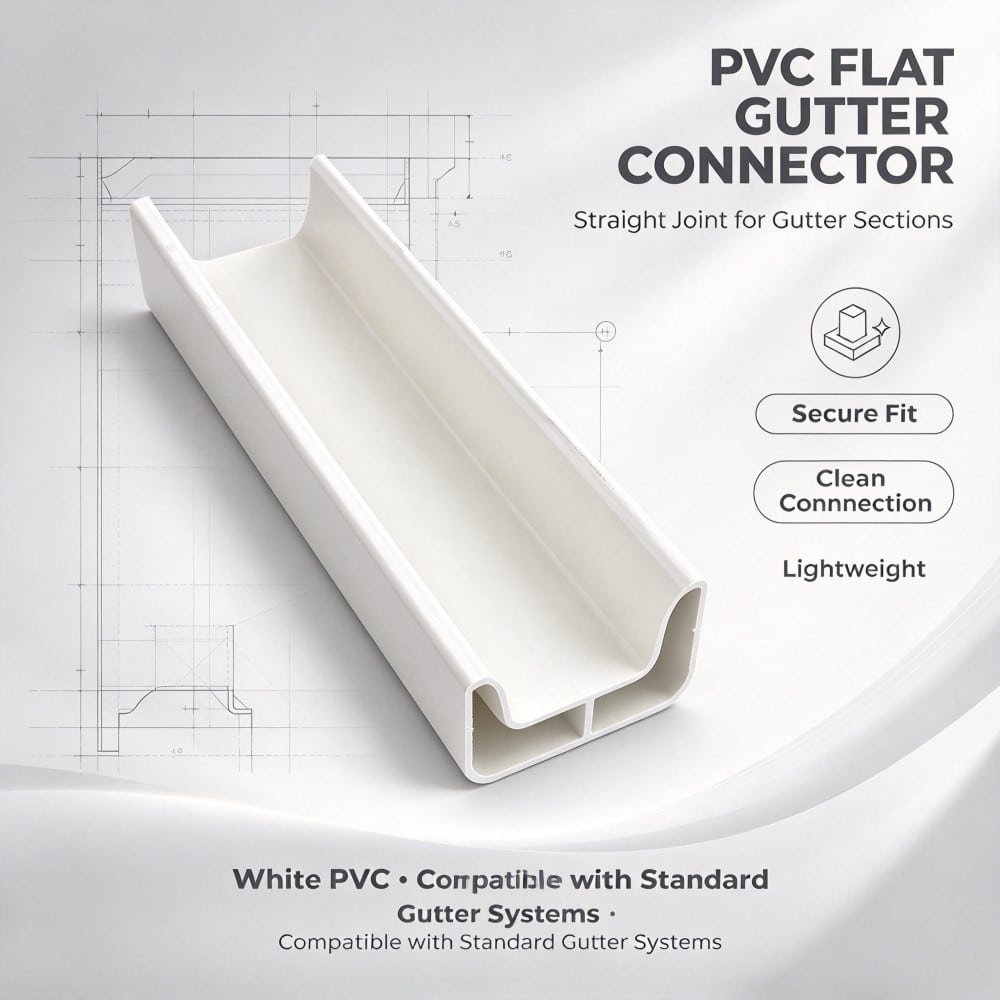 PVC Rain Gutter Parts PVC Flat Connector for Roof Rain Gutter