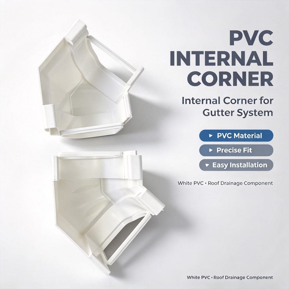 PVC Gutter Parts Internal Corner Extrusion For House Roof Gutter