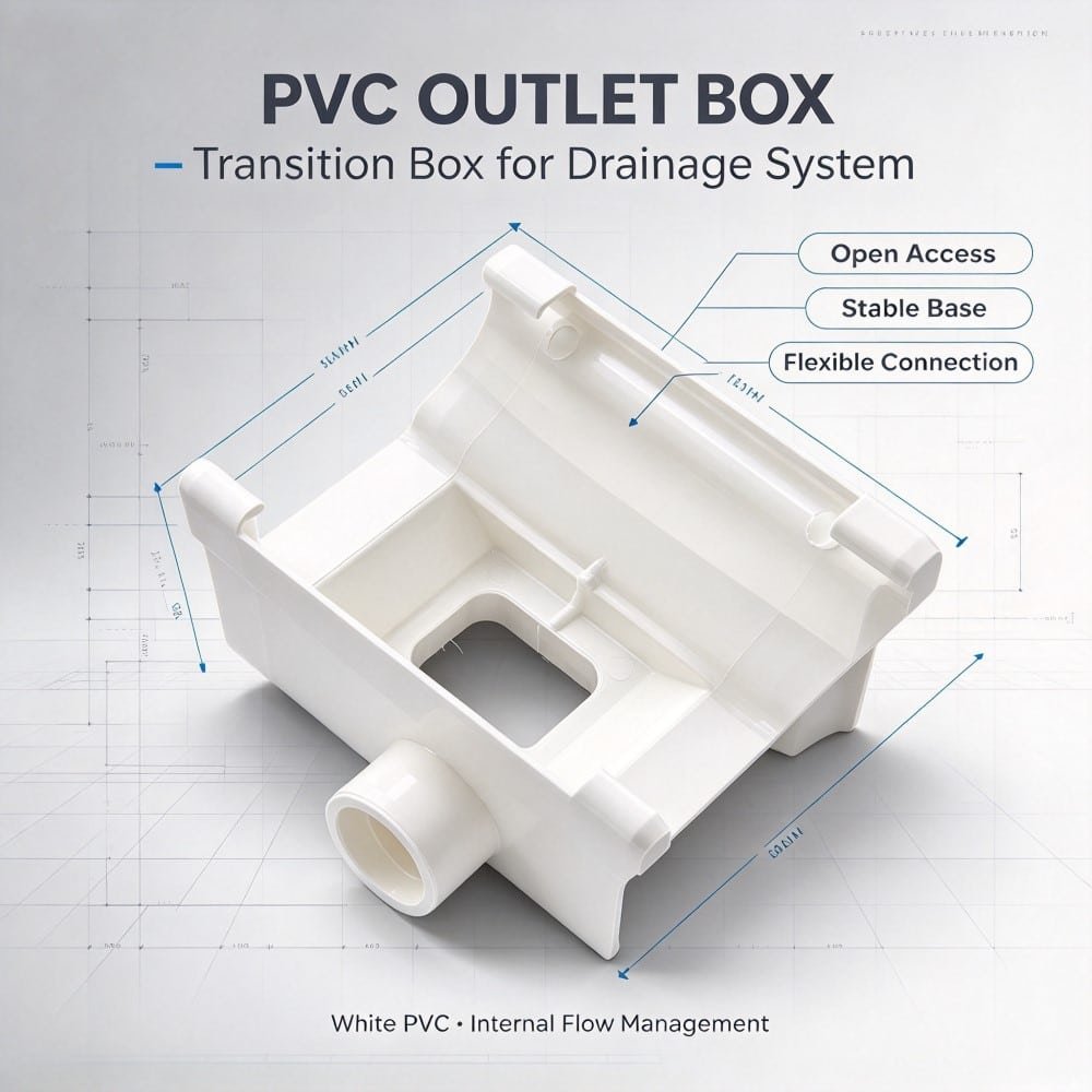 PVC Gutter Parts Outlet Box Transition Box for Gutter Drop Outlet